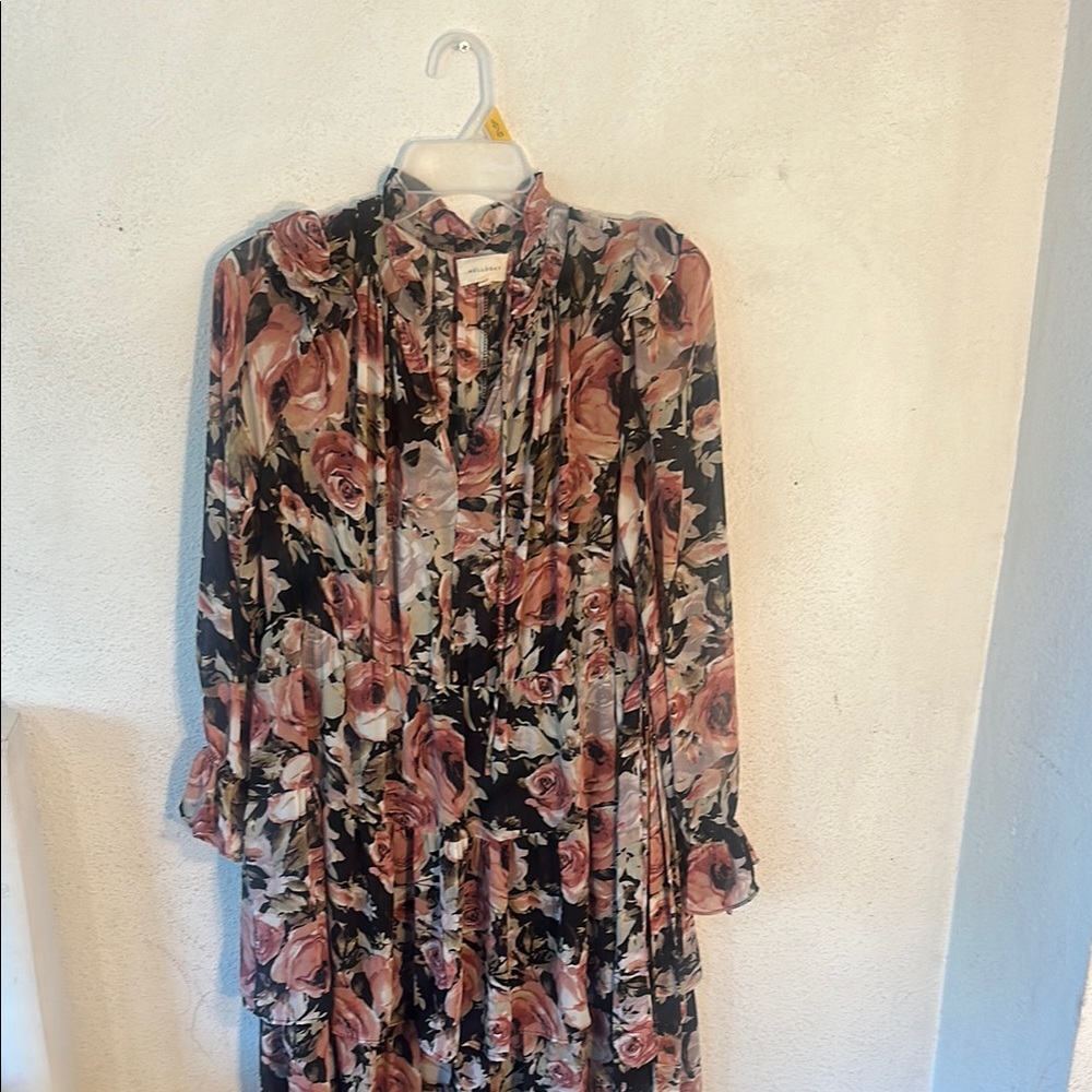 MELLODAY Pink Long Sleeve Mock Neck Dress for Wedding Guest